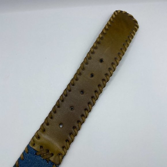 Leather Blue Flower Laced Hand Made Latigo Made in Haiti Removable Buckle - Picture 2 of 8